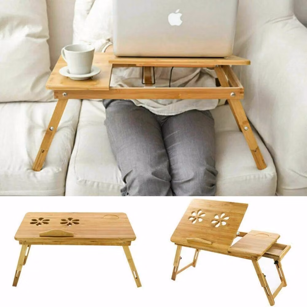 EONLION Adjustable Bamboo Laptop Desk in Brown, Width: 100 cm – 2