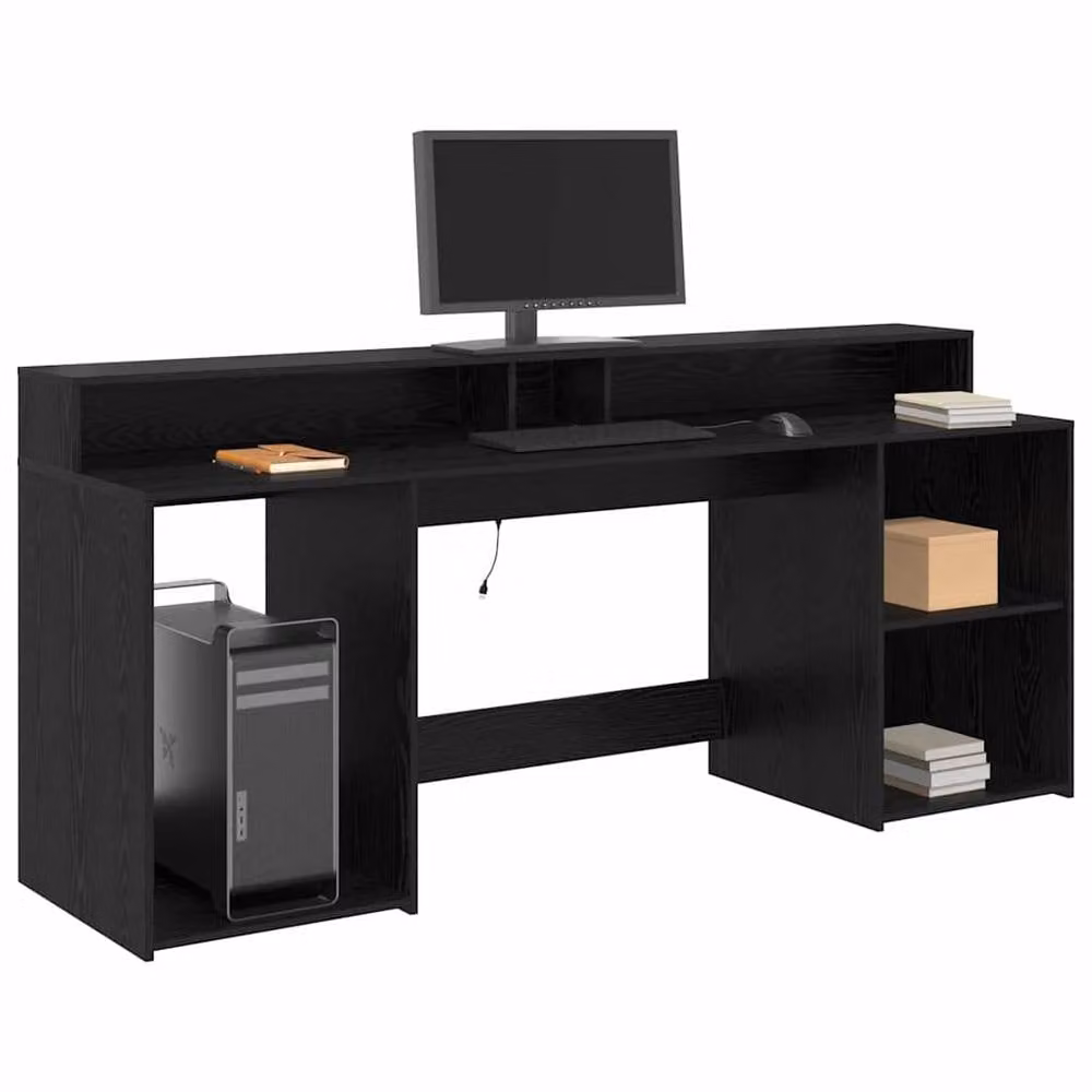 Berkfield Home Modern Computer Desk in Black Oak, W/D/H: 200 x 55 x 91 cm – 2