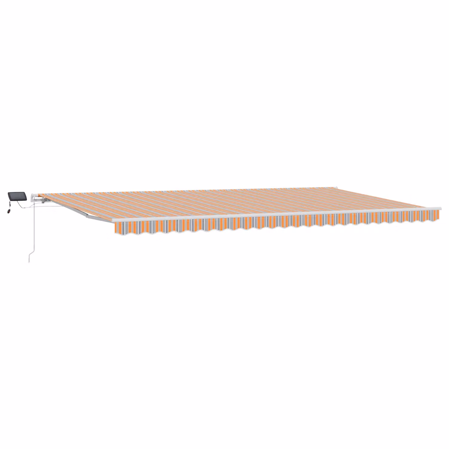 Berkfield Home Manual Retractable Wall-Mounted Awning with Multicolour LED Striped Polyester Fabric, W: 600 cm, D: 300 cm – 2