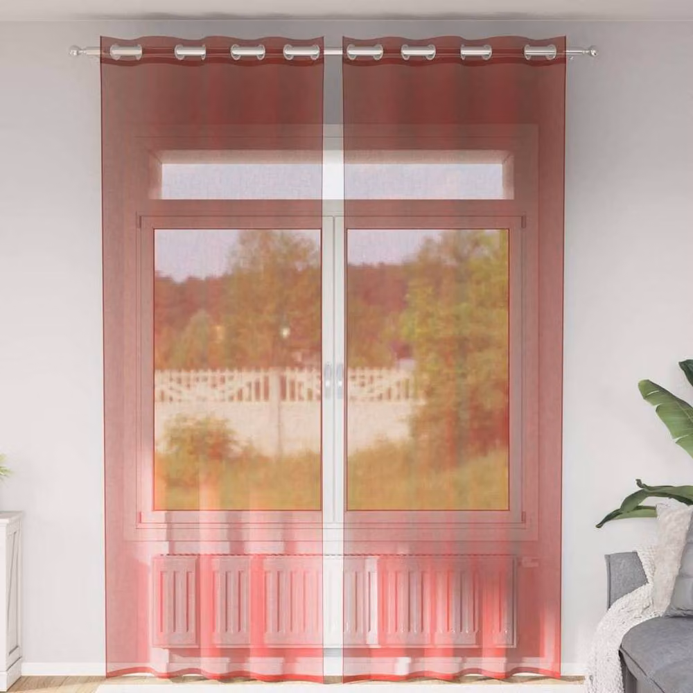 Berkfield Home Red Voile Eyelet Curtains, 2 Pack – 2