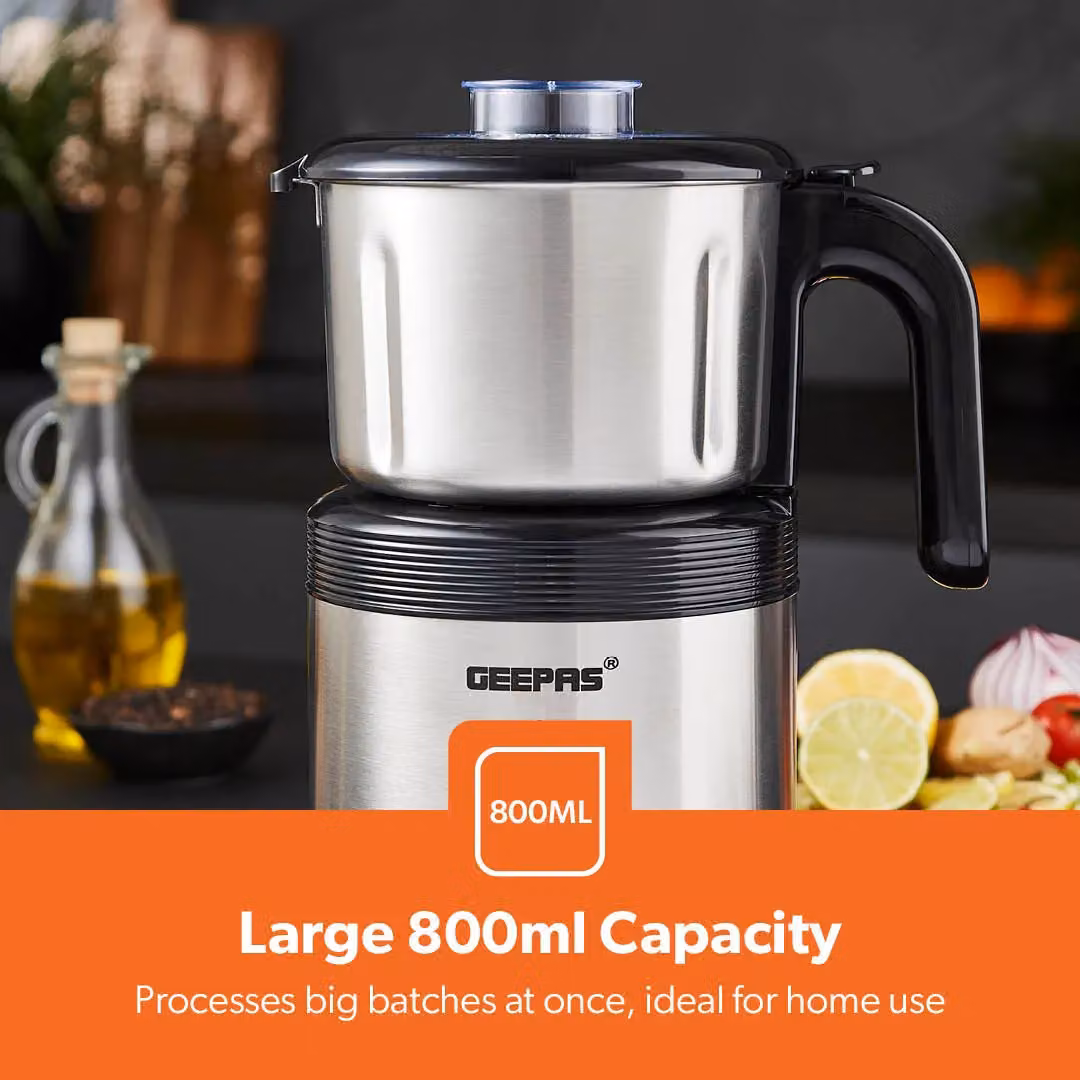 Geepas 450W Electric Silver Stainless Steel Coffee, Bean, Nut and Spice Grinder – 4