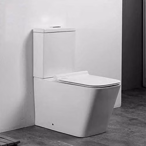 Limoge Medellin Close-Coupled Ceramic Toilet in White with Rimless Design and Soft-Close Seat – 1
