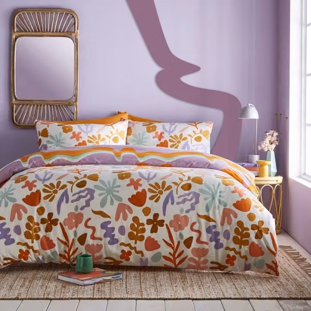 Furn Amelie Reversible Multicolour Floral Duvet Cover and Pillowcase Set, 200 x 200 cm