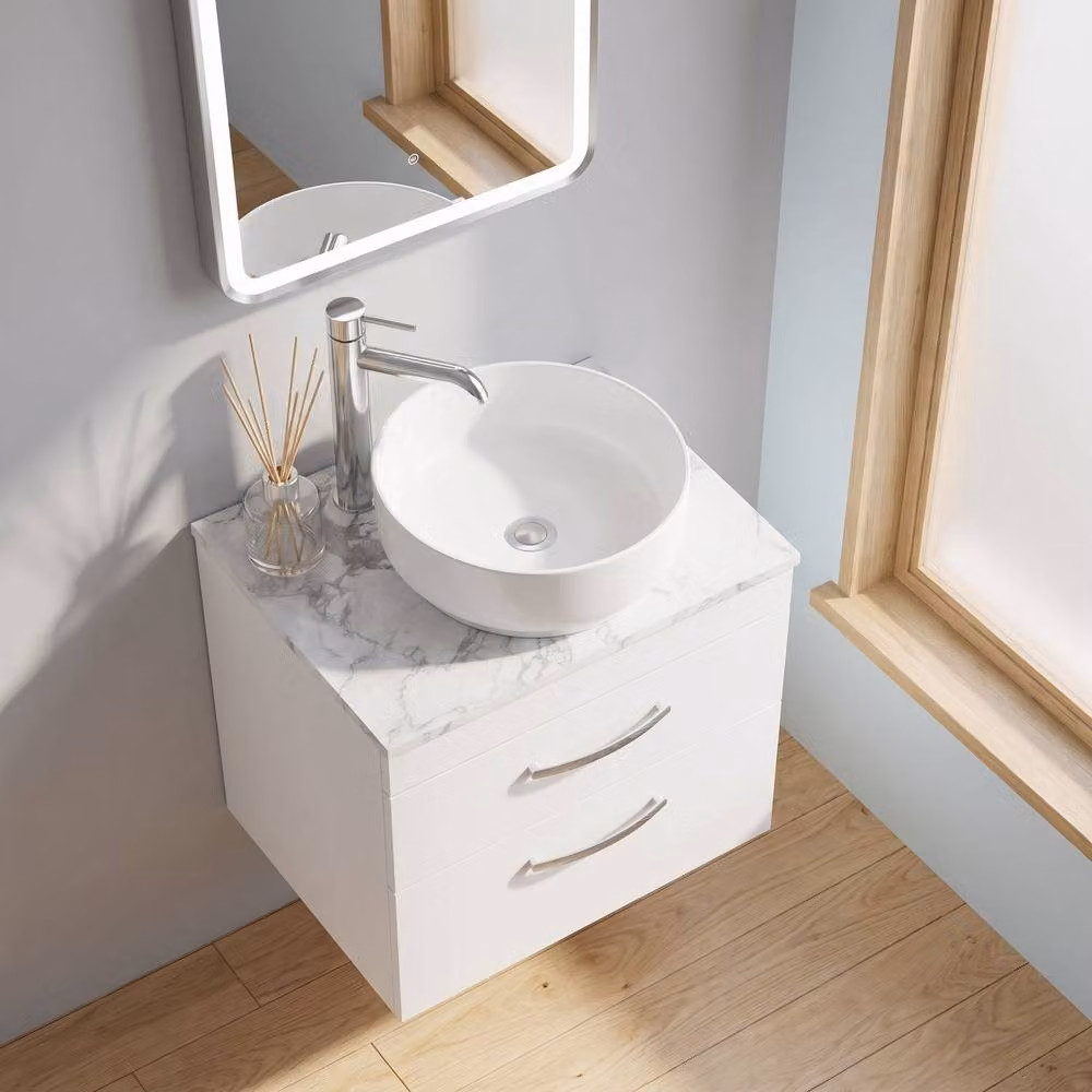 Balterley Millwich 2 Drawer Wall Hung Vanity Unit, Gloss White, W: 60.0 cm, H: 56.1 cm – 2