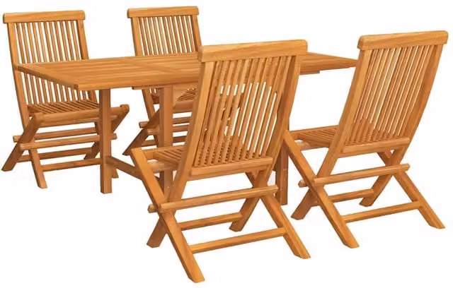 Berkfield Home 5 Piece Garden Dining Set in Brown Solid Teak Wood