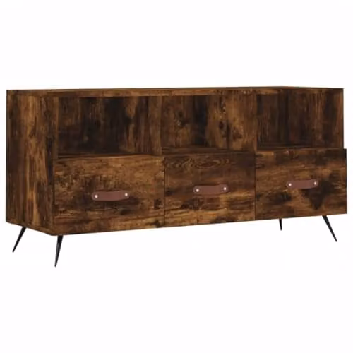 vidaXL Industrial TV Cabinet in Smoked Oak and Metal, W/D/H: 102 x 36 x 50 cm – 1