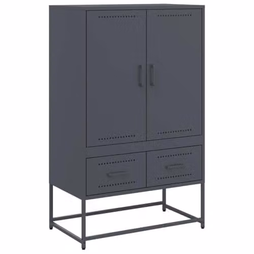 vidaXL Anthracite Steel Highboard with Hinged Doors and Internal Shelves, W/D/H: 68 x 39 x 111.5 cm – 1