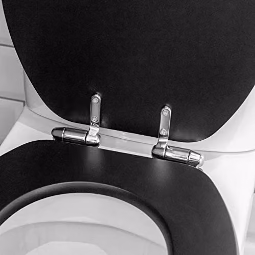 Harbour Housewares Soft Close Oval MDF Wooden Toilet Seat in Black, W: 37.5 cm, D: 37.5 cm, H: 3.8 cm – 5