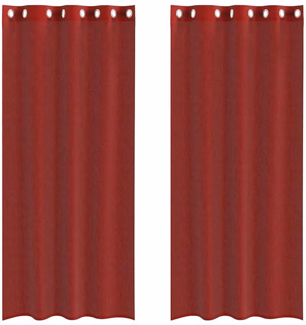 Berkfield Home Red Plain Voile Fabric Curtains with Eyelets, 2 Pack – 1