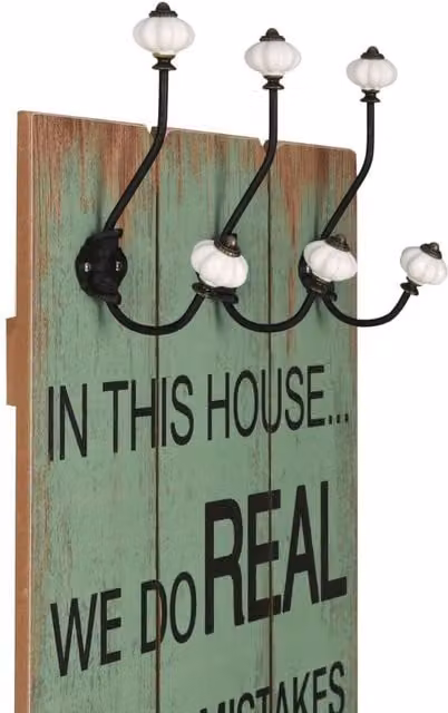 Berkfield Home Wall-mounted Coat Rack with 6 Hooks, Multicolour, W: 120 cm, H: 40 cm
