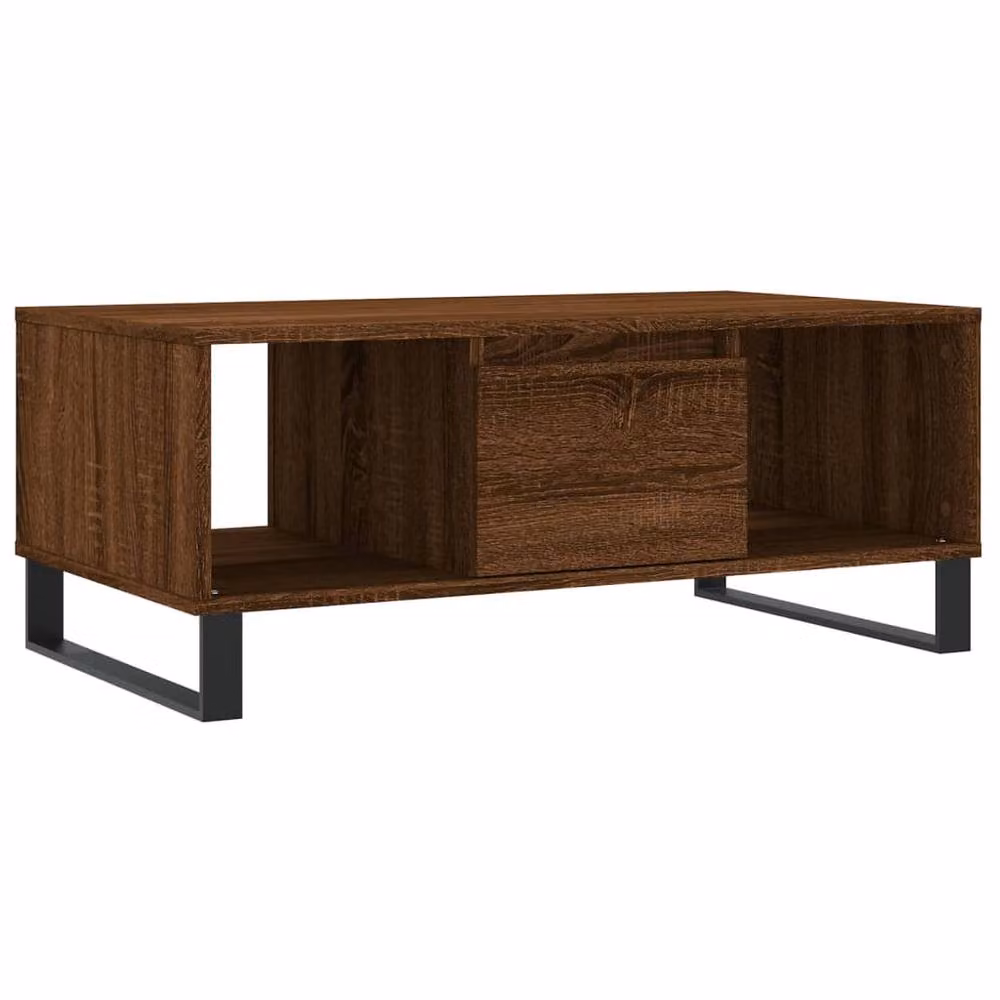 Berkfield Home Modern Rectangular Coffee Table in Brown Oak, W/D/H: 90 x 50 x 36.5 cm – 3