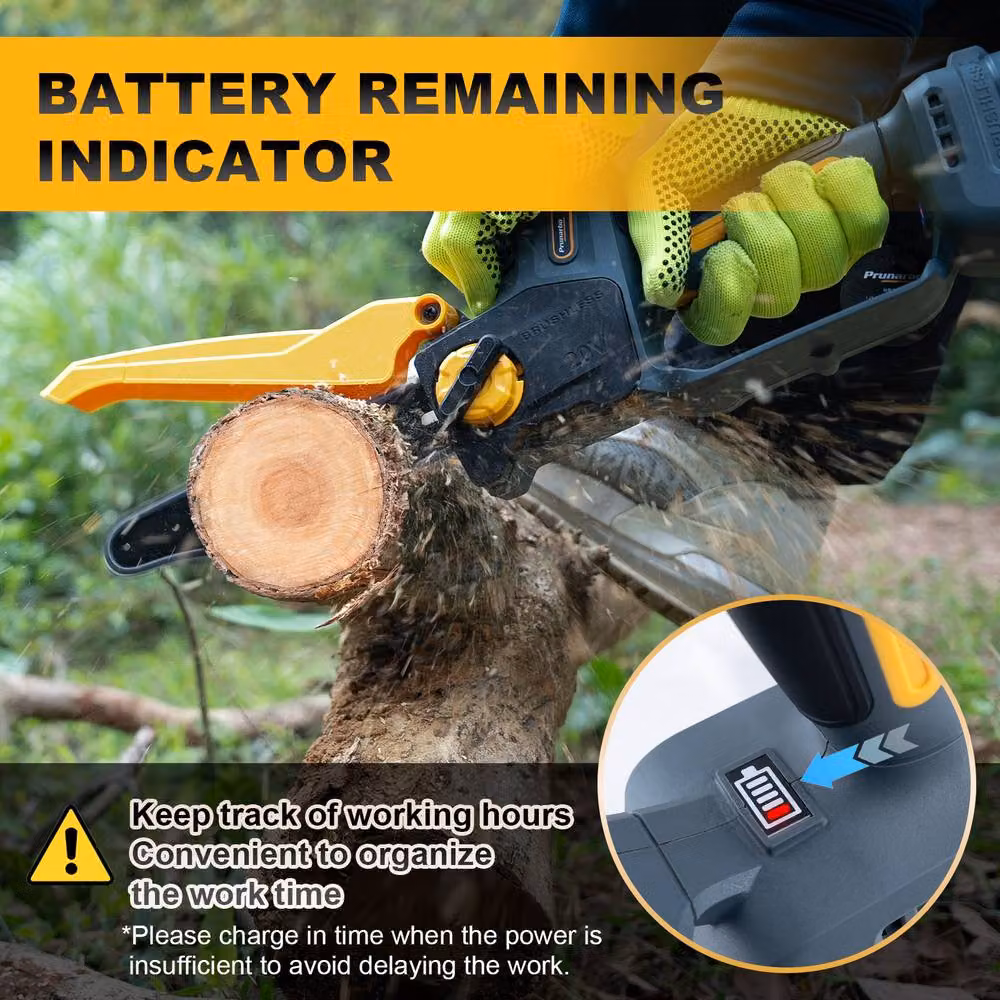 Prunarbo Powerful Mini Chainsaw Kit in Black with 2 x 4.0Ah Rechargeable Batteries – 7
