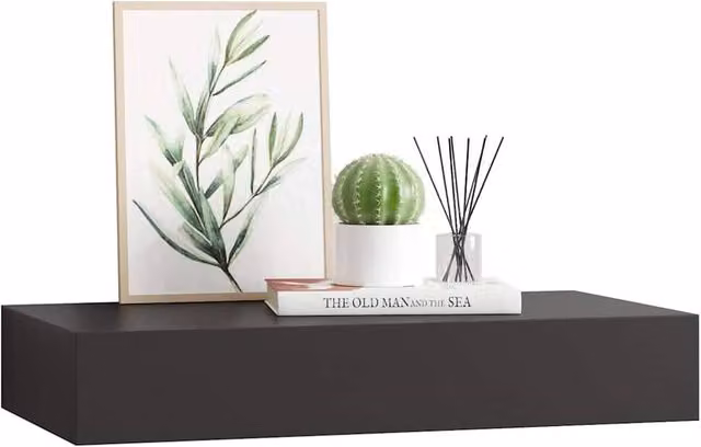 Berkfield Home Durable Floating Wall Shelf with Drawer, Black, W/D/H: 48 x 25 x 8 cm – 1