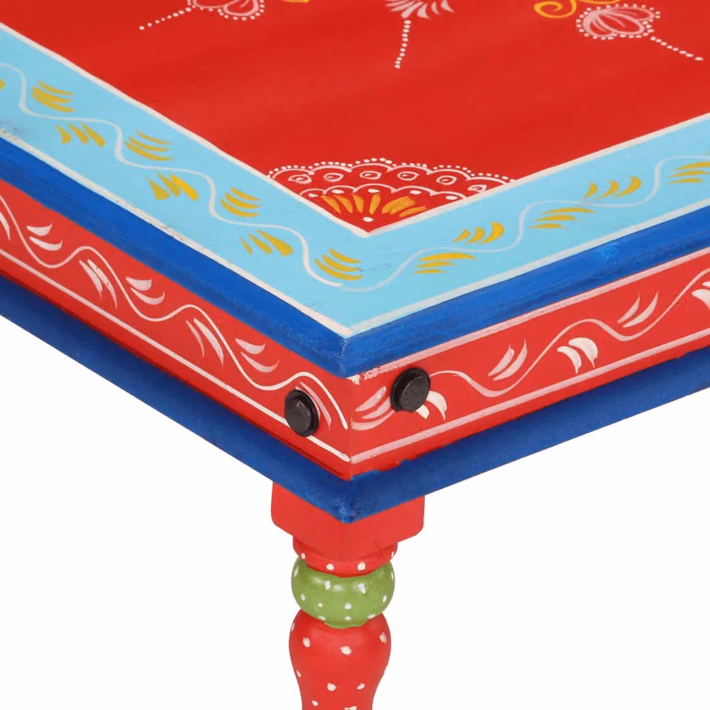 Berkfield Home Red Hand Painted Solid Mango Wood Coffee Table – 2