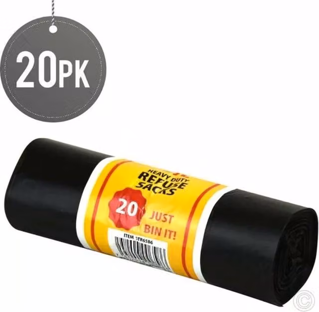 UMKY Heavy Duty Black Bin Bags, 70L, W: 66 cm x H: 83 cm, 20 Pack