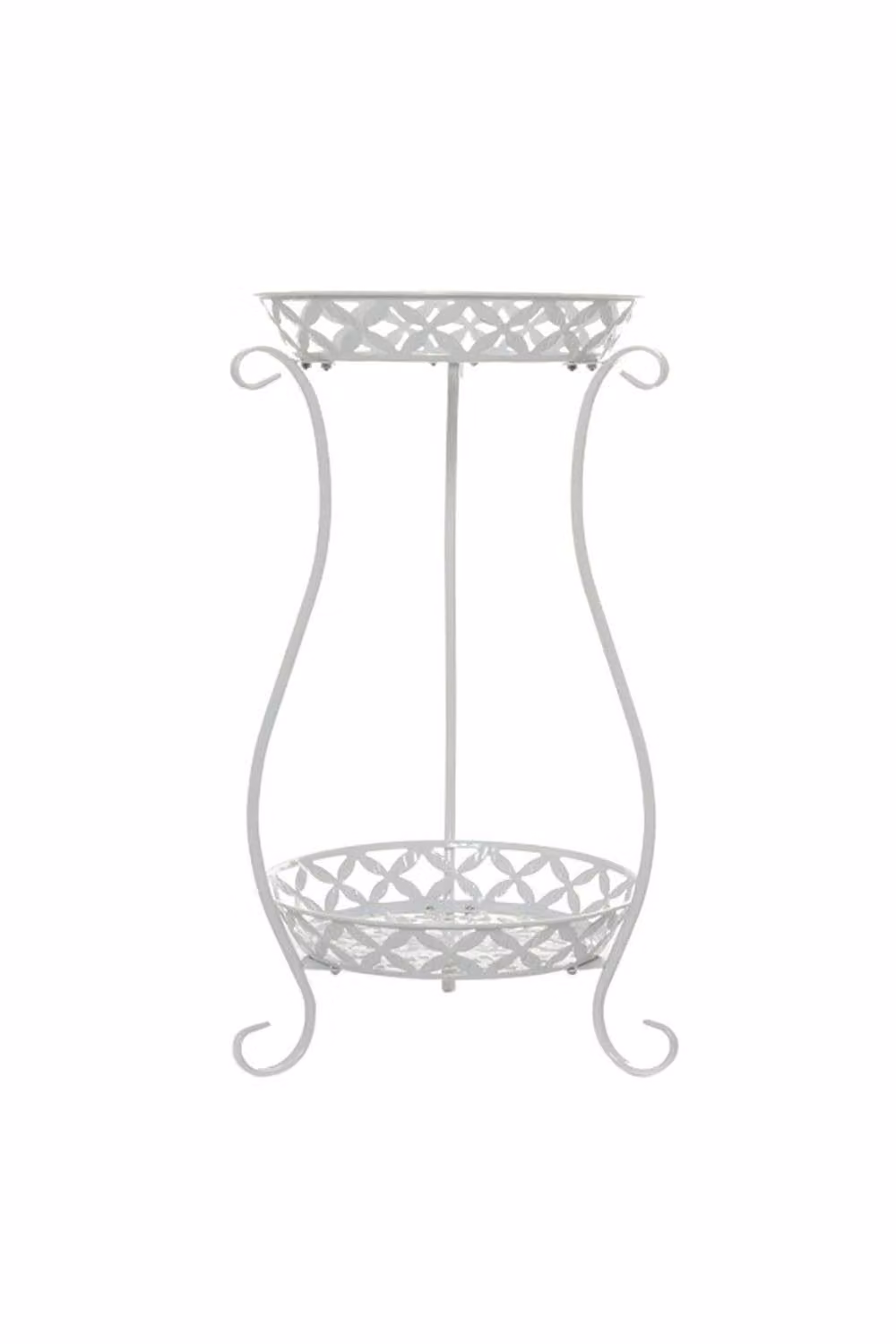 ExtraStar 2 Tier Tall Metal Plant Stand in White Vintage Style – 2