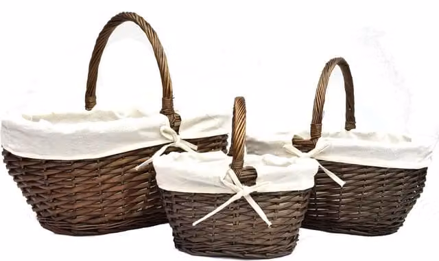 Topfurnishing Brown Oval Wicker Garden Trug Basket with Handle, 35 cm
