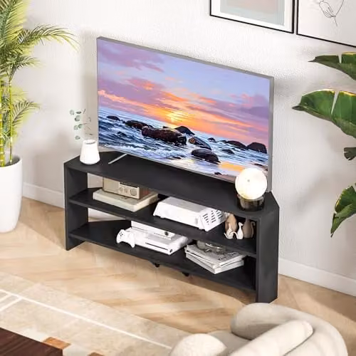 HOMCOM Modern Black Corner TV Stand for up to 45 Inch Televisions W/D/H: 110 x 36 x 45 cm – 7
