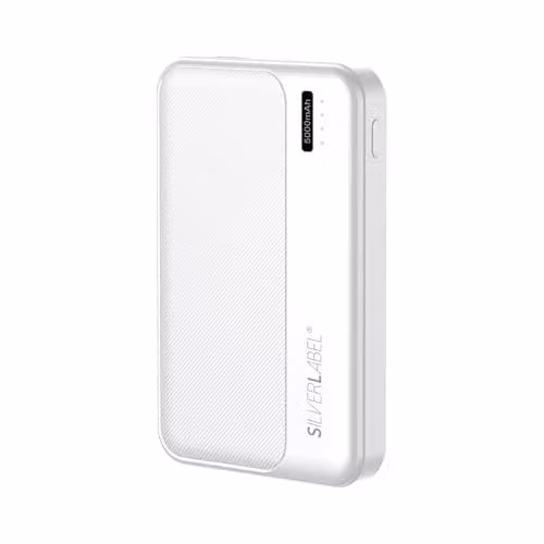 SilverLabel 5,000mAh Portable Power Bank with USB Output, White
