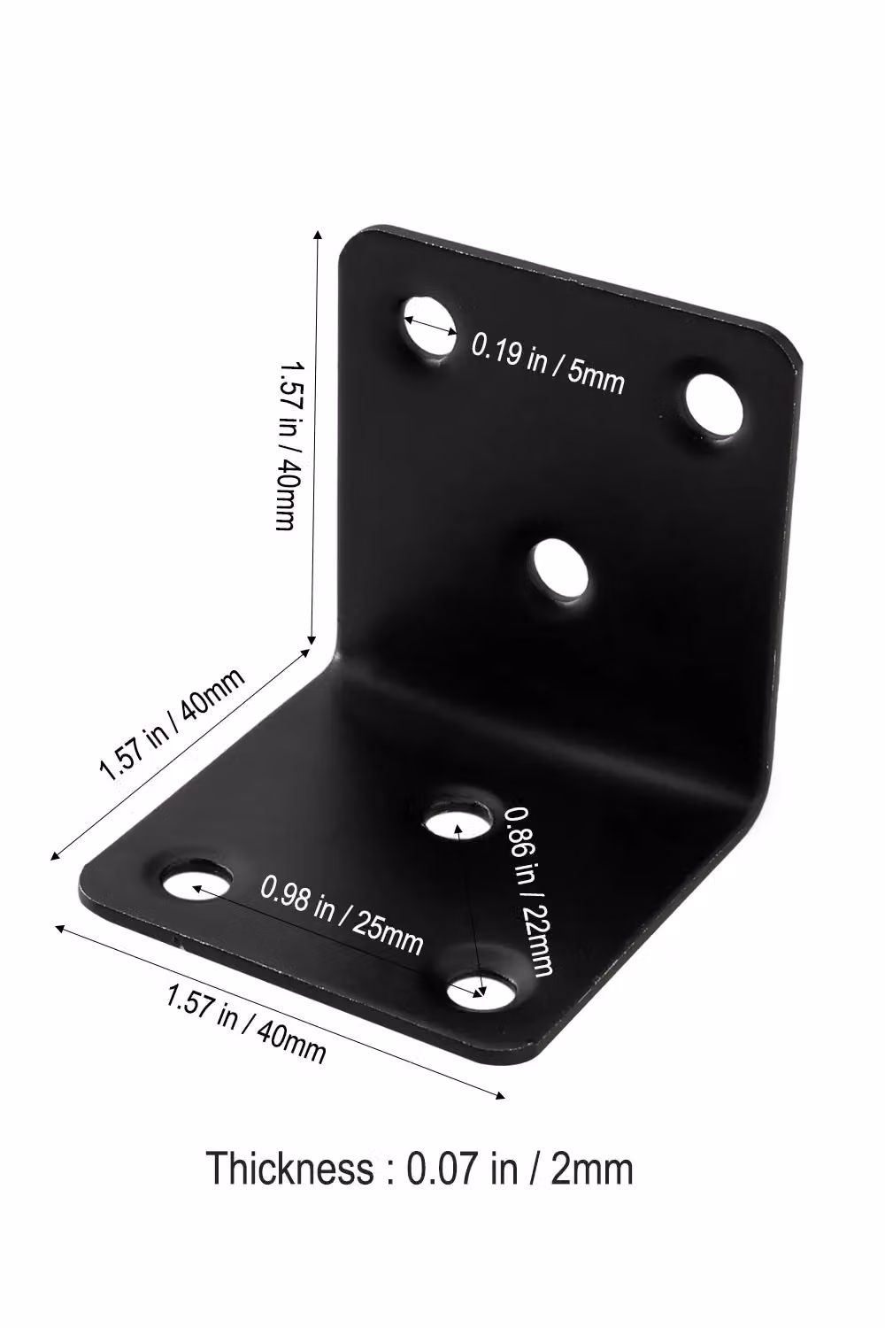 Living and Home 10-piece Matt Black Stainless Steel L-shaped Corner Brace Set, 40 x 40 mm – 3