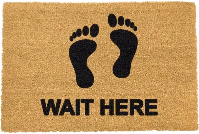 Artsy Mats Wait Here Doormat, Brown, Non-Slip Coir and Natural Rubber