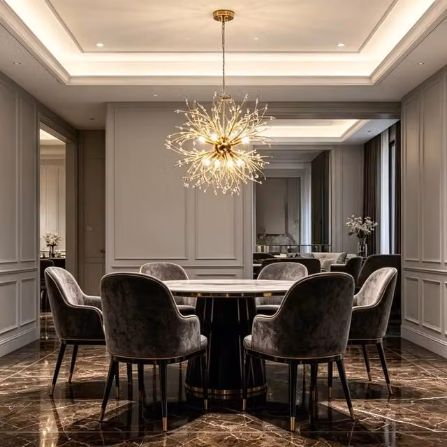 INMTFEI Gold Dandelion Crystal Pendant Hanging Chandelier with Adjustable Cord and Warm White LED Light – 1