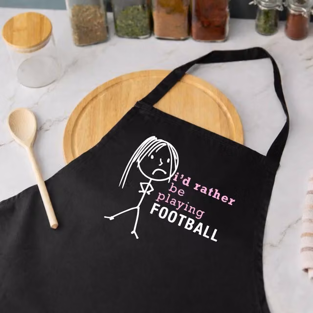 60 SECOND MAKEOVER Women's I'd Rather Be Playing Football Apron in Black
