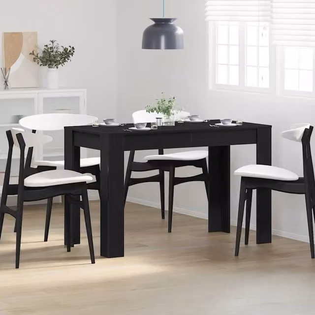Berkfield Home Black Oak Rectangular Dining Table, W/D/H: 120 x 60 x 76 cm