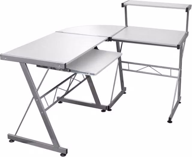 Berkfield Home Modern White Corner Computer Desk W/D/H: 132 x 112 x 99 cm