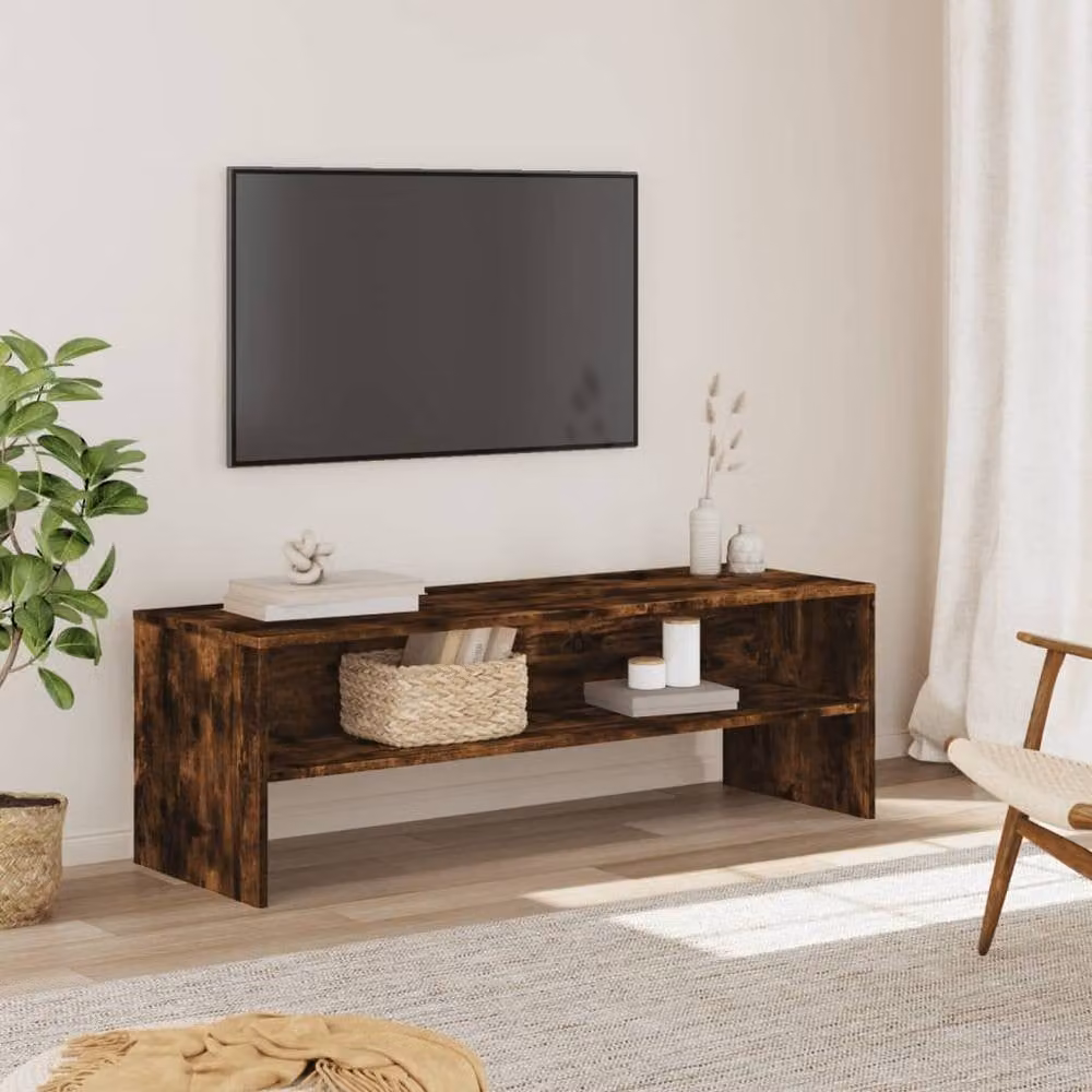 Berkfield Home Modern Smoked Oak TV Cabinet in Brown, W/D/H: 120 x 40 x 40 cm – 2