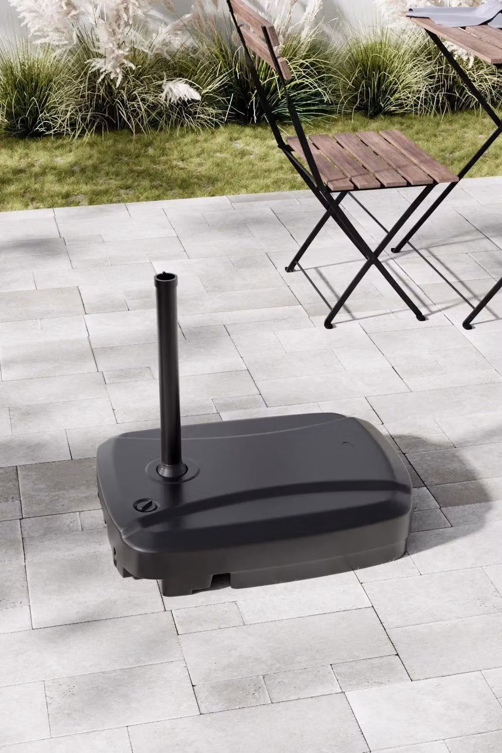 Garden Sanctuary Black Plastic Rectangle Parasol Base for Water or Sand Filling – 2