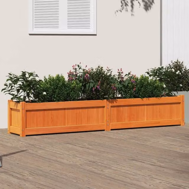 Berkfield Home Garden Planter in Wax Brown, Solid Wood Pine, W: 180 cm, D: 31 cm, H: 31 cm – 1