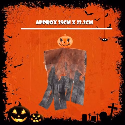VFM e-Store Hanging Halloween Pumpkin and Ghost Decoration, Orange Textile Figure, Height: 60 cm – 4