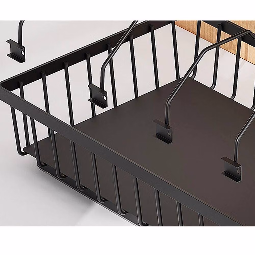 VOGREX Black Metal Pull Out Cabinet Basket Organizer and Shelves, Large – 5