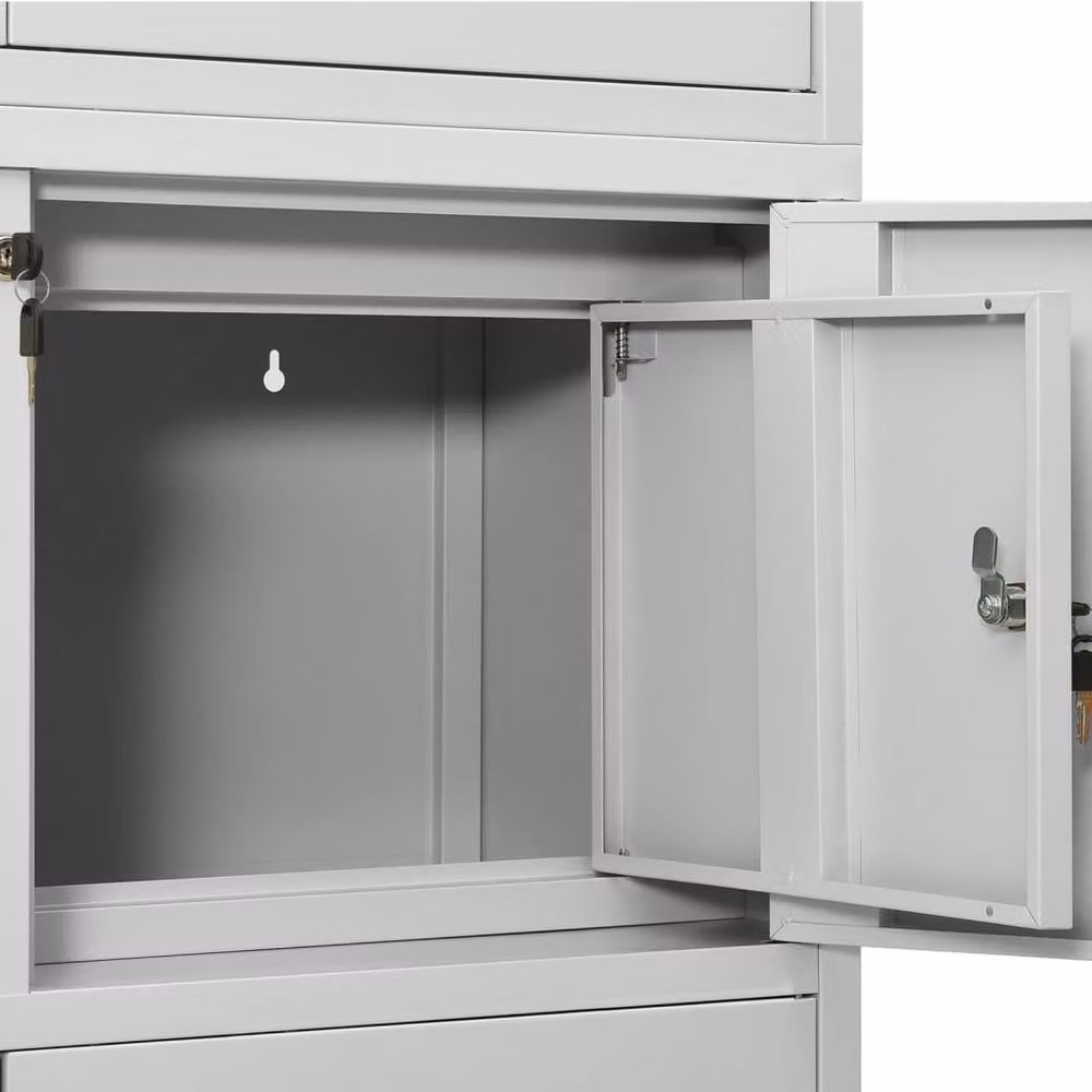 Berkfield Modern Home Office Steel Cabinet in Matt Grey, W/D/H: 90 x 40 x 180 cm – 2