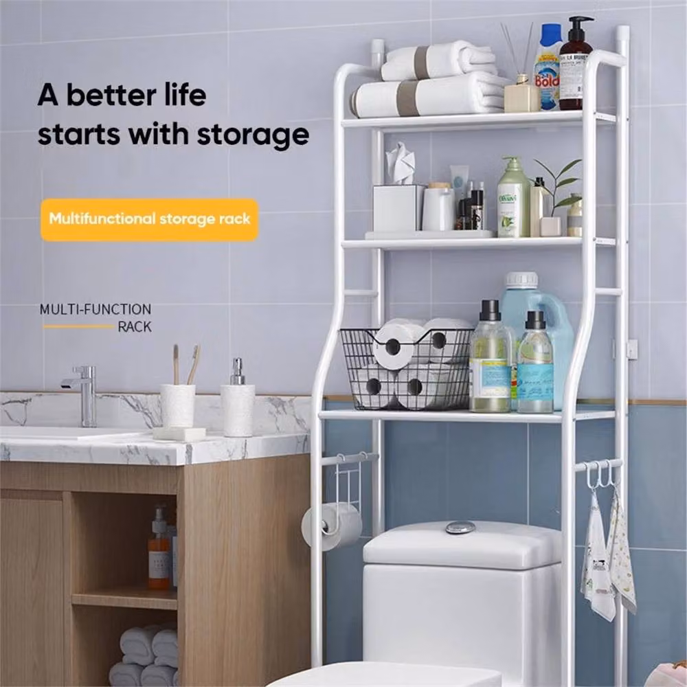 Nordara White 3-Tier Over Toilet Storage Rack in Metal – 2