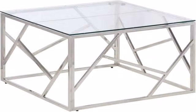 Berkfield Home Modern Rectangular Coffee Table in Silver Stainless Steel and Tempered Glass