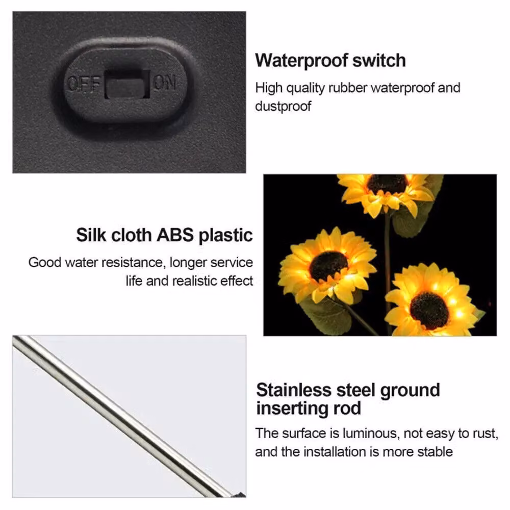 Garden Greatness 3 Head Solar Sunflower Garden Light, Multicolour and Yellow LED Outdoor Stake – 2