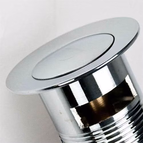 Nes Home Silver Chrome Slotted Basin Sink Waste with Overflow and Push Open Pop Up Plug – 1