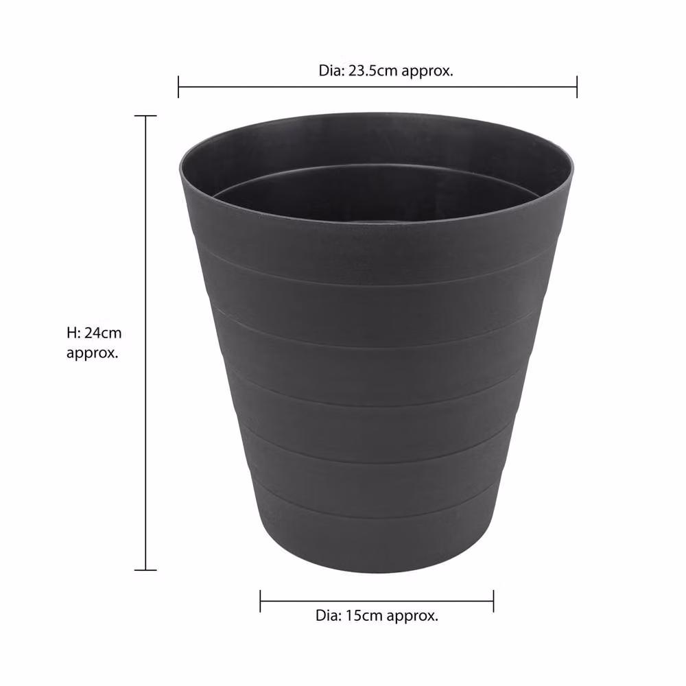 JVL Round Plastic Waste Bin, Black, 6.6 l – 4