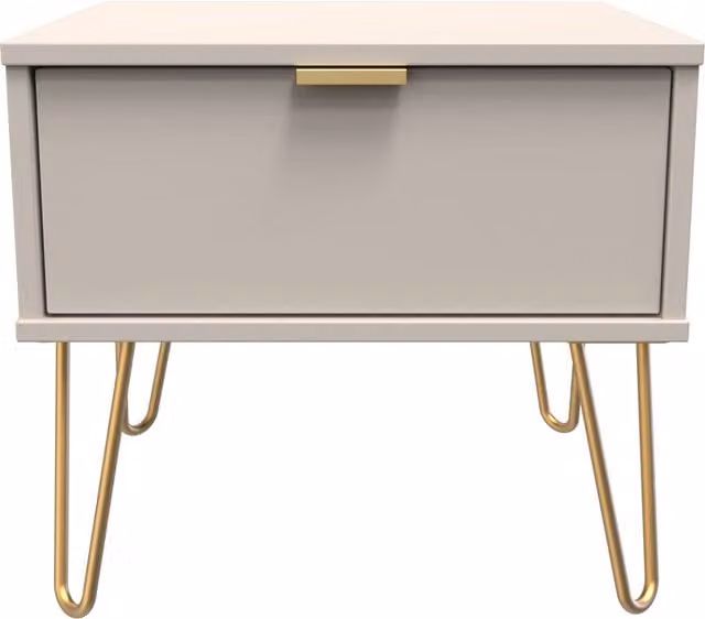 Ready Assembled 2 U Fuji Wide Side Table with 1 Drawer in Taupe – 1