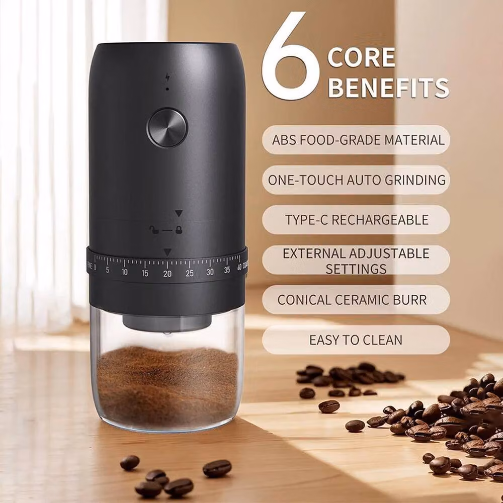 Hinsinc Rechargeable Electric Coffee Bean Grinder in Black – 5
