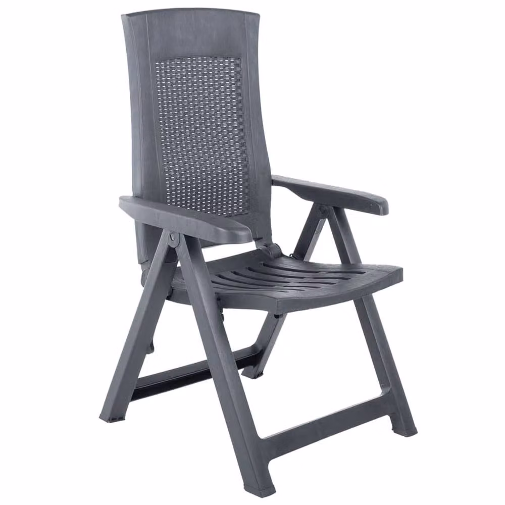 Berkfield Home Garden Reclining Chairs, 2 Piece Set, Anthracite Dark Grey Plastic – 3