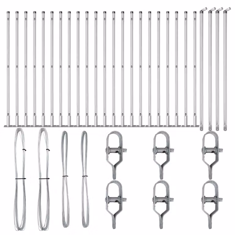 Berkfield Home Set of 26 Square Galvanised Steel Fence Posts, Silver, W/D/H: 3.2 x 3.2 x 110 cm
