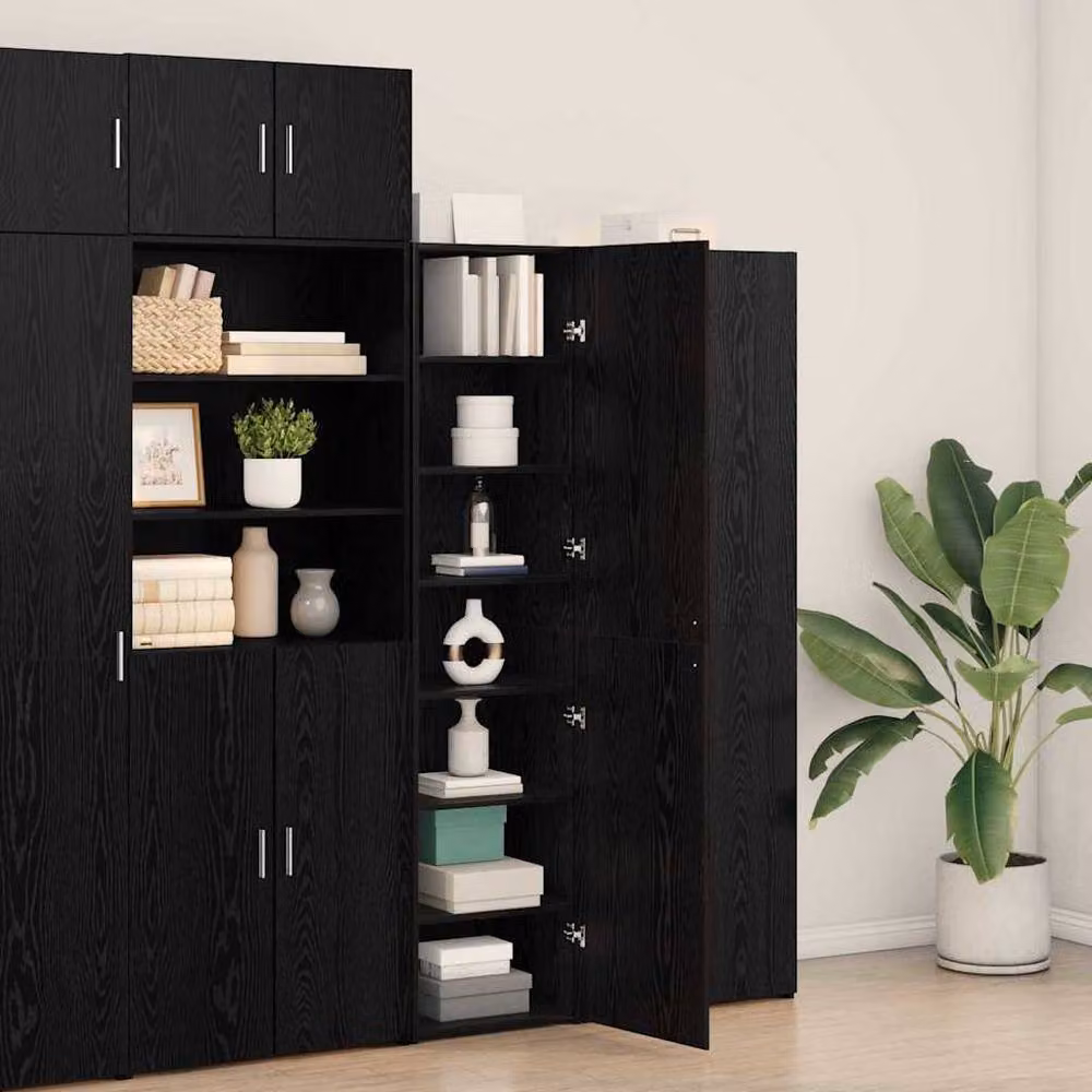 Berkfield Home Black Oak Highboard with Hinged Doors and Internal Shelves, W: 45 cm, D: 42.5 cm, H: 185 cm – 3