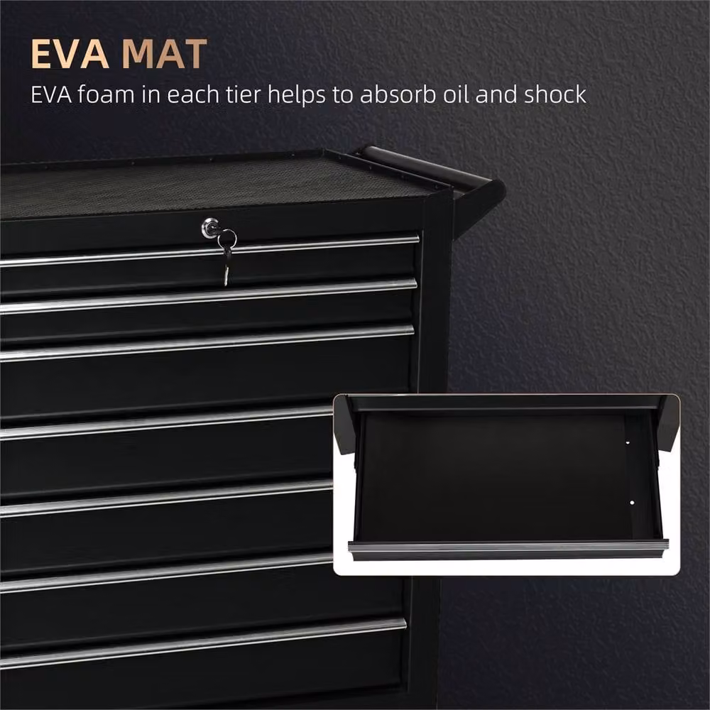 NESTLUNE Black 7 Drawer Roller Tool Storage Cabinet W: 100 cm, D: 75 cm, H: 15 cm – 3