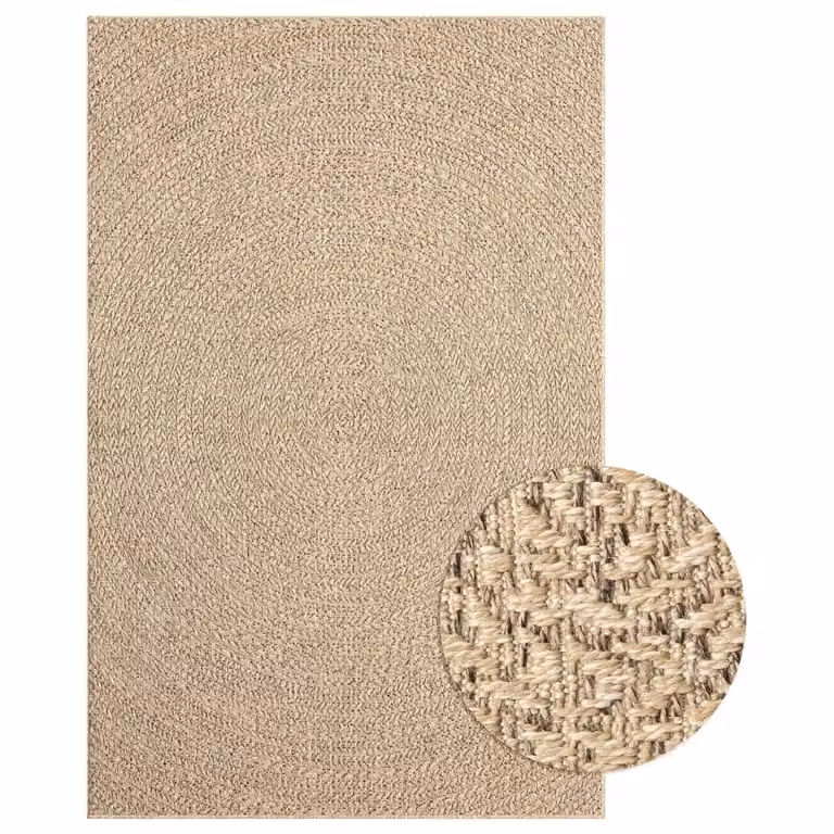 Berkfield Home Jute Look Indoor and Outdoor Rug in Brown and Beige, W/D: 200 x 290 cm