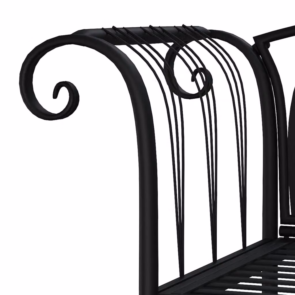 Berkfield Home Classic 2-Seater Metal Garden Bench in Matt Black, Width: 128 cm – 3