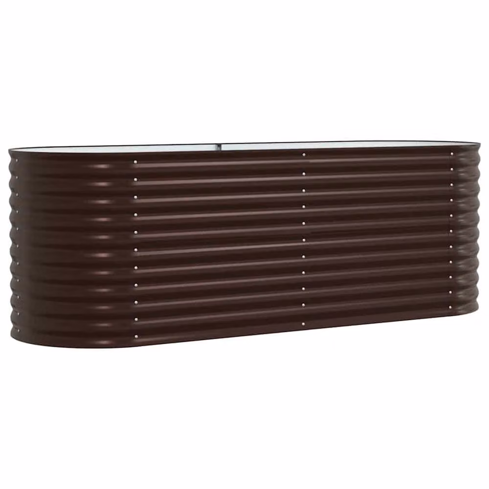 Berkfield Home Garden Brown Galvanised Steel Raised Bed W/D/H: 240 x 80 x 81 cm – 3