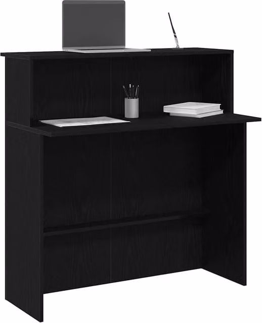 Berkfield Home Black Modern Reception Desk in Engineered Wood W/D/H: 100 x 50 x 103.5 cm – 1